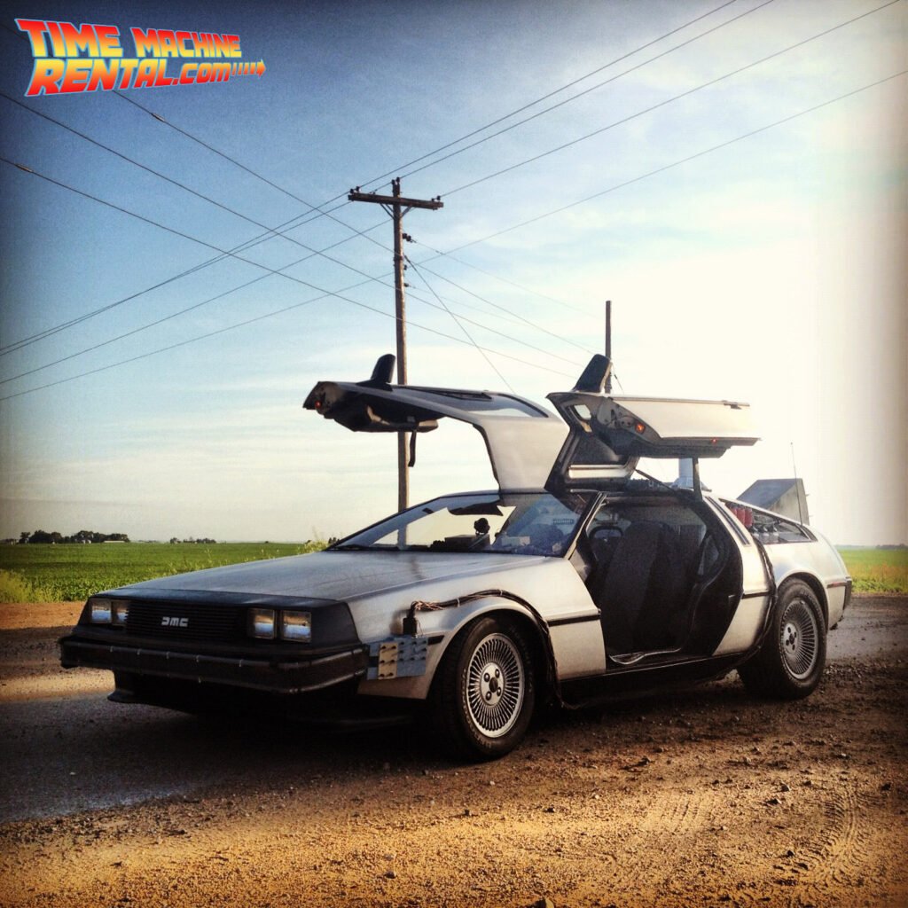 Against the Iowa landscape, the DeLorean Time Machine looks right at home!